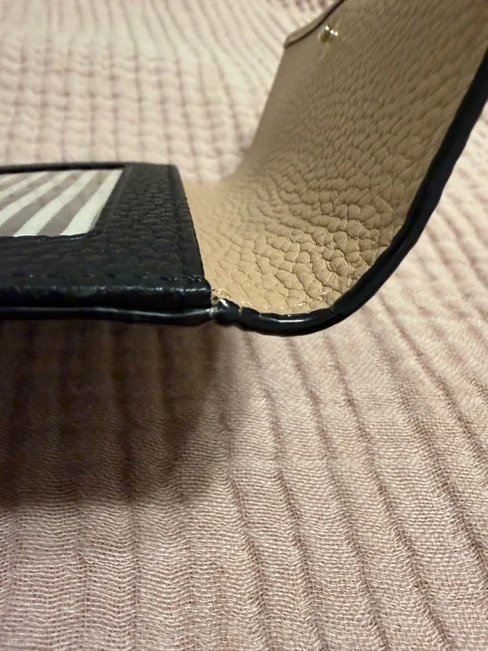 Kate Spade ♠️ Two-Tone Light Tan and Black Pebbled Leather Wallet - Picture 10 of 11